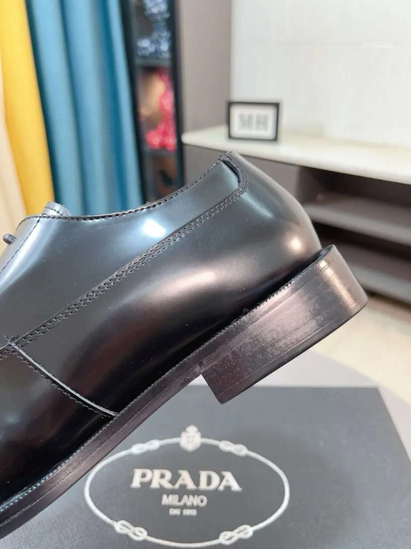 Men's shoes 💰540🌹🌹【PRADA Leather Shoes】Top purchasing agent Original imported Italian custom cowhide leather surface, fully imported water-dyed breathable cowhide lining, original factory special molded sole super comfortable, size: 38-44